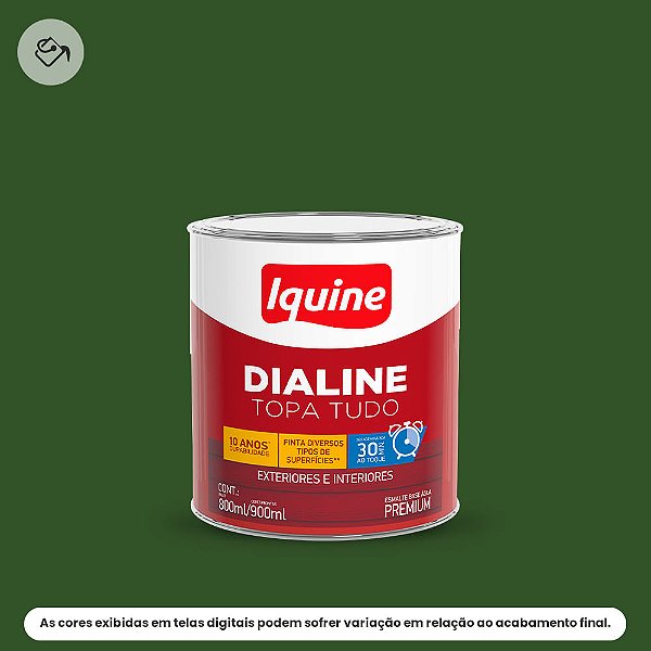 Tinta Esmalte A Base D'água Premium Alto Brilho 800 Ml Dialine Topa Tudo 034 Verde Folha Iquine