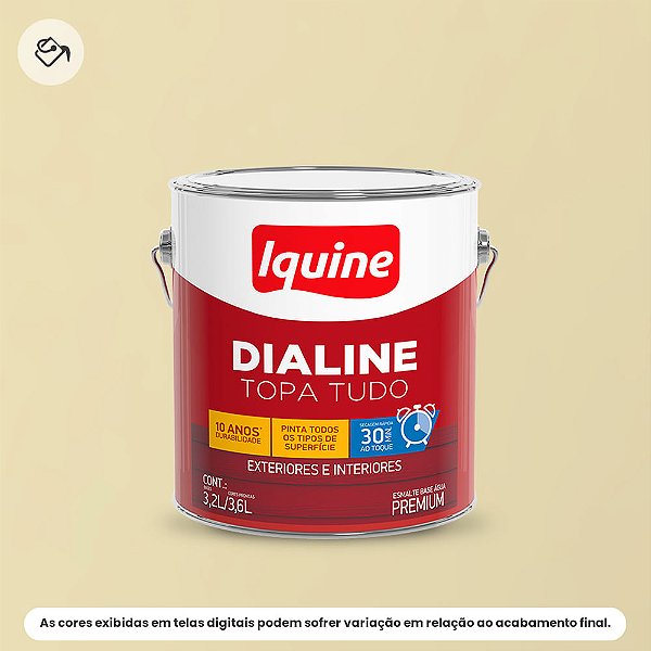 Tinta Esmalte A Base D'água Premium Alto Brilho 3,2 L Dialine Topa Tudo 020 Marfim Iquine