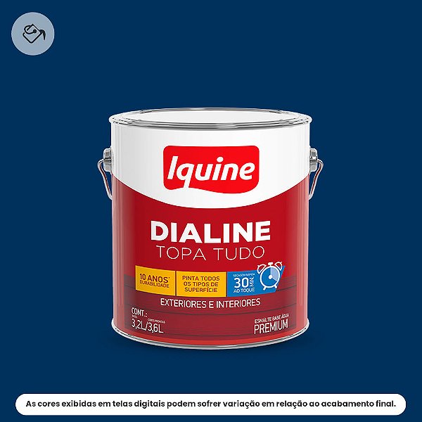 Tinta Esmalte A Base D'água Premium Alto Brilho 3,2 L Dialine Topa Tudo 048 Azul Del Rei Iquine