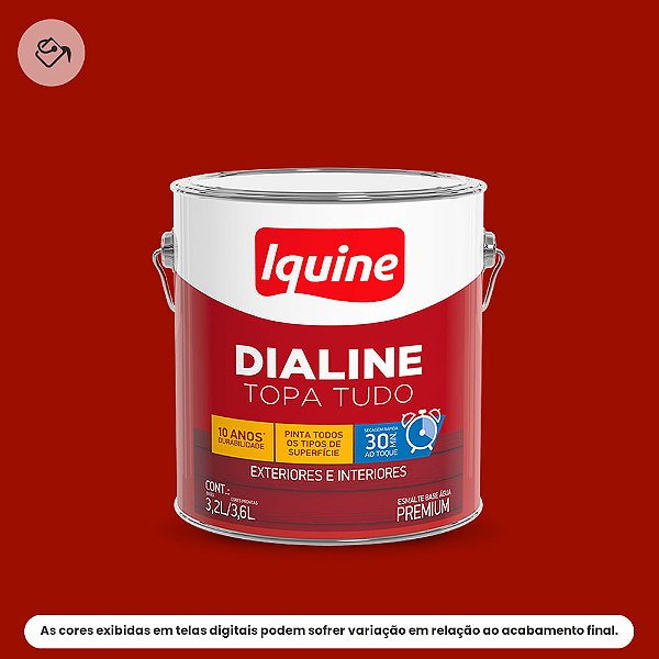 Tinta Esmalte A Base D'água Premium Alto Brilho 3,2 L Dialine Topa Tudo 045 Vermelho Iquine