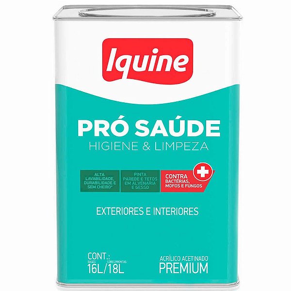 Tinta Acrílica Premium Acetinado 18 L Pró Saúde 002 Branco Neve Iquine