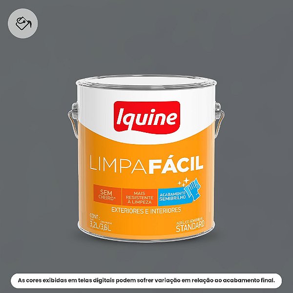 Tinta Acrílica Standard Semibrilho 3,2 L Limpa Fácil 2150 Chumbo Iquine