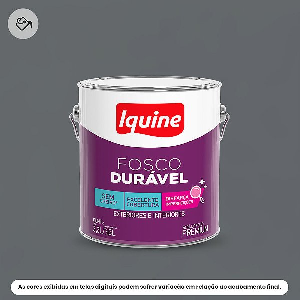 Tinta Acrílica Premium Fosco-aveludado 3,2 L Fosco Durável 2150 Chumbo Iquine