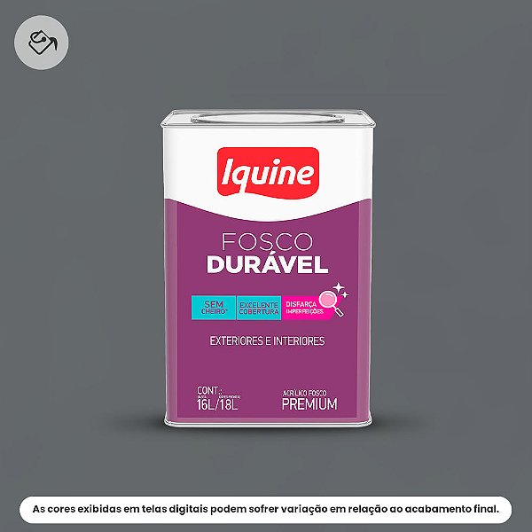 Tinta Acrílica Premium Fosco-aveludado 16 L Fosco Durável 2150 Chumbo Iquine