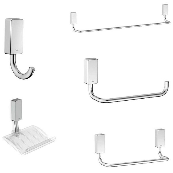Kit Acessórios Para Banheiro 5 Peças New Celite One Cromado Celite