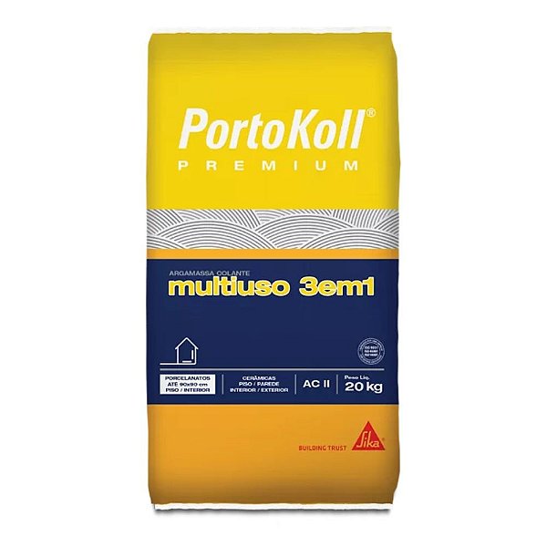 Argamassa Colante Interno E Externo Multiuso 3 Em 1 20kg Ac Ii Cinza Portokoll