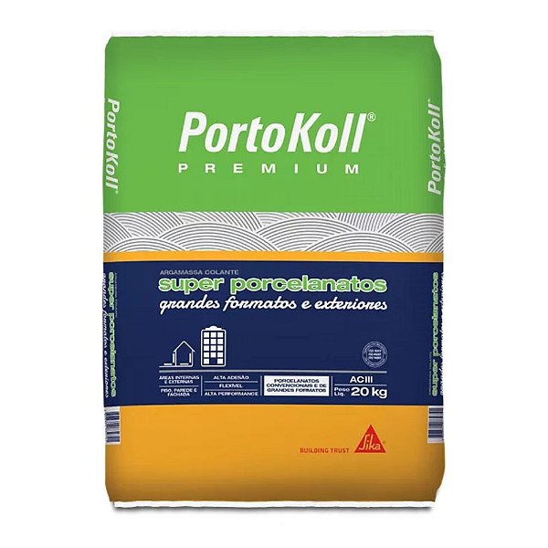 Argamassa Colante Interno E Externo Super Porcelanatos 20kg Ac Iii Cinza Portokoll