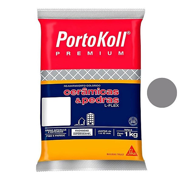 Rejunte Flexível Cerâmica E Pedras 1kg Grafite Portokoll