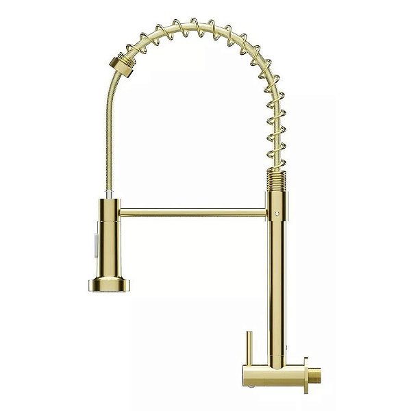 Torneira De Parede Para Cozinha Metal Gourmet Standard Dourada Civitt