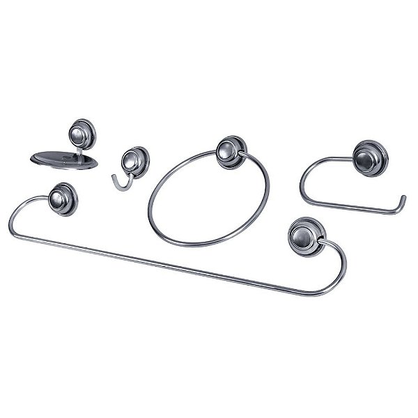Kit Acessórios Para Banheiro Florença Inox 5 Peças Civitt
