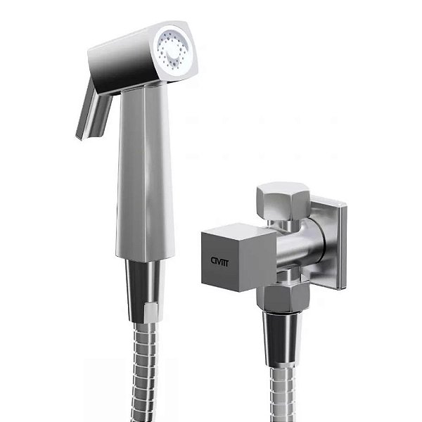 Ducha Higiênica Com Registro E Derivação Metal Quadratus Cromada Civitt