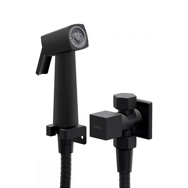 Ducha Higiênica Com Registro E Derivação Metal Quadratus Preto Fosco Civitt
