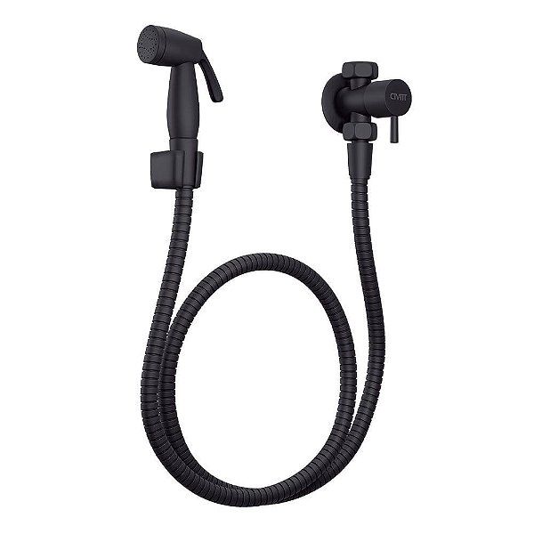 Ducha Higienica Em Metal Preto Fosco C/reg E Derivacao Civitt