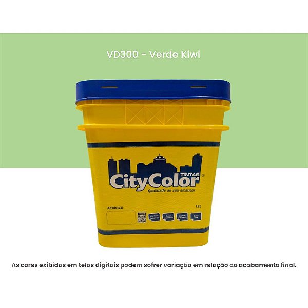 Tinta Acrílica Econômica Fosco 15l Vd300 Verde Kiwi Citycolor