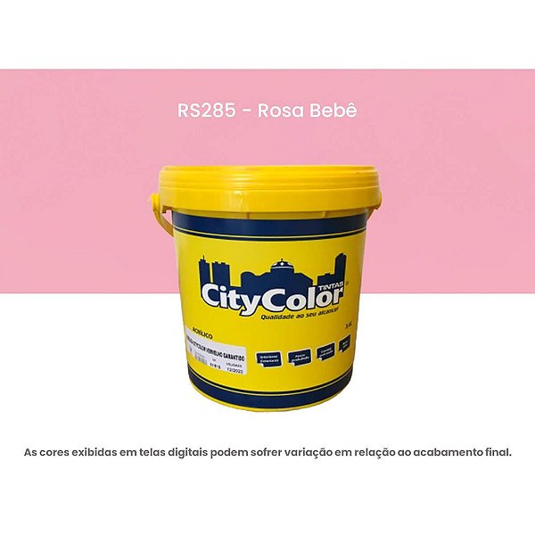 Tinta Acrílica Econômica Fosco 3,6l Rs285 Rosa Bebê Citycolor