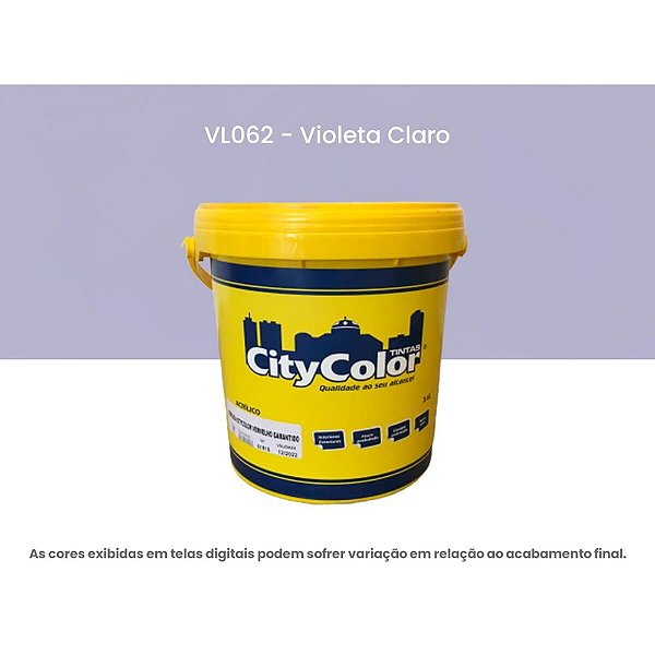 Tinta Acrílica Econômica Fosco 3,6l Vl062 Violeta Claro Citycolor