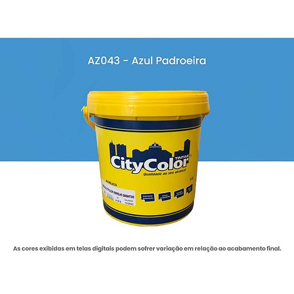 Tinta Acrílica Econômica Fosco 3,6l Az043 Azul Padroeira Citycolor