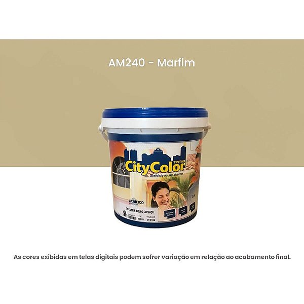 Tinta Acrílica Premium Semibrilho 3,6l Am240 Marfim Citycolor