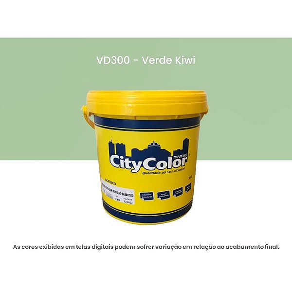 Tinta Acrílica Econômica Fosco 3,6l Vd300 Verde Kiwi Citycolor