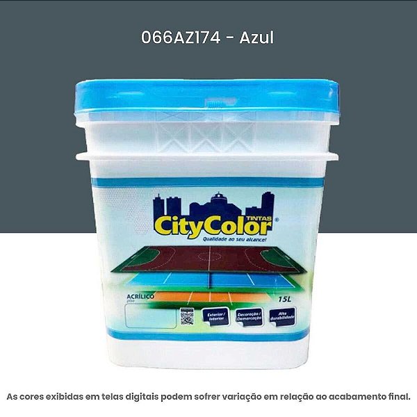 Tinta Acrílica Piso 15l Az174 Azul Citycolor