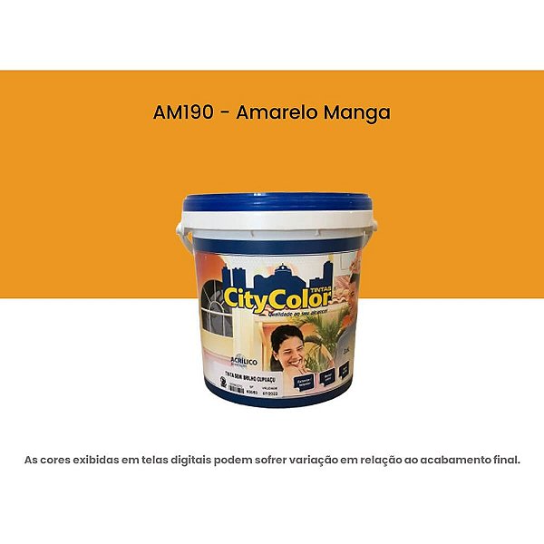 Tinta Acrílica Premium Semibrilho 3,6l Am190 Amarelo Manga Citycolor