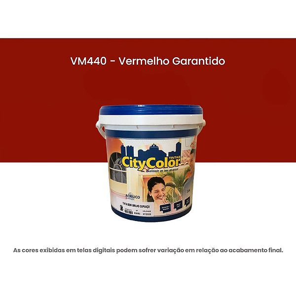 Tinta Acrílica Premium Semibrilho 3,6l Vm440 Vermelho Garantido Citycolor