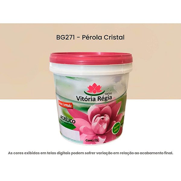Tinta Acrílica Econômica Fosco 15 L Bg271 Pérola Cristal Vitória Régia