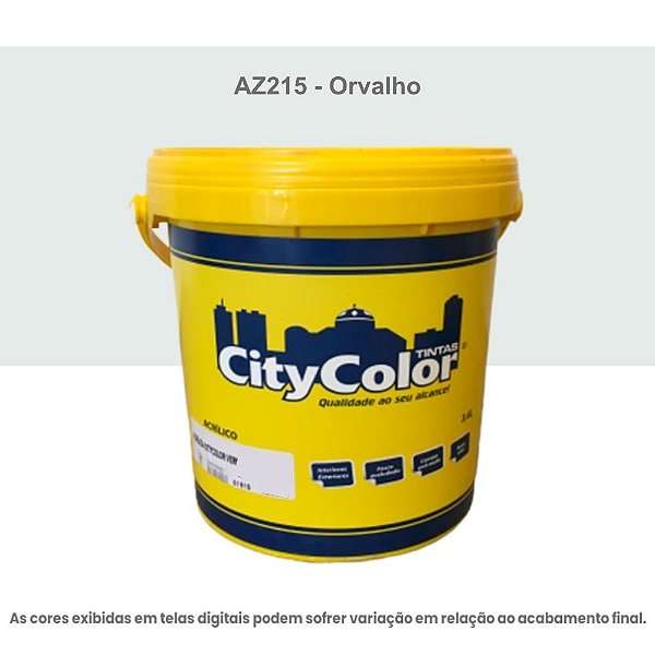 Tinta Acrílica Econômica Fosco 3,6 L Az215 Orvalho Citycolor