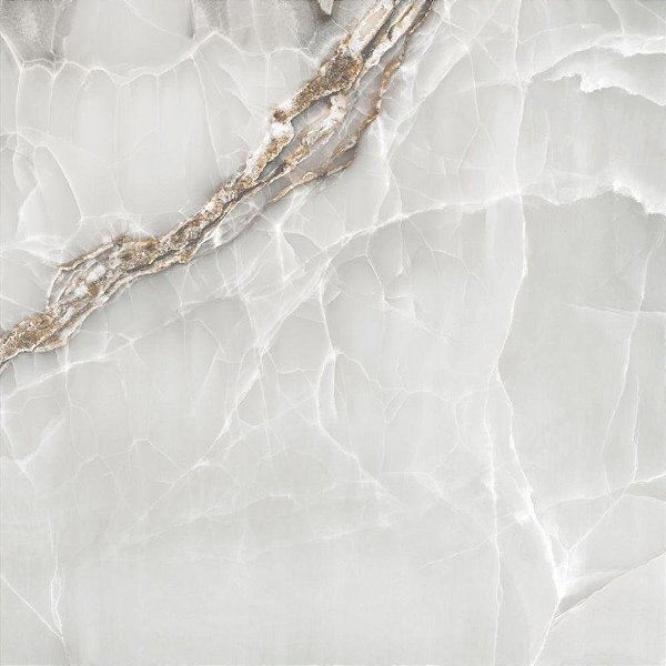 Piso Cerâmico Retificado Polido 75x75cm Onix Silver Caixa 2,23m² Karina Cerâmica