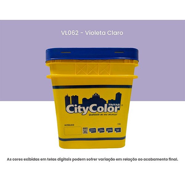 Tinta Acrílica Econômica Fosco 15l Vl062 Violeta Claro Citycolor