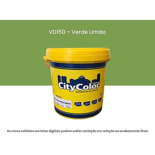 Tinta Acrílica Econômica Fosco 3,6l Vd150 Verde Limão Citycolor