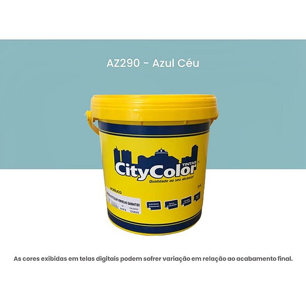 Tinta Acrílica Econômica Fosco 3,6l Az290 Azul Céu Citycolor