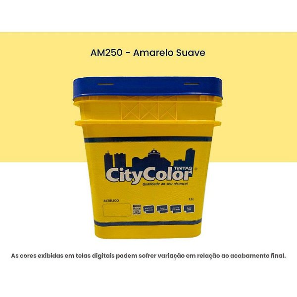 Tinta Acrílica Econômica Fosco 15l Am250 Amarelo Suave Citycolor