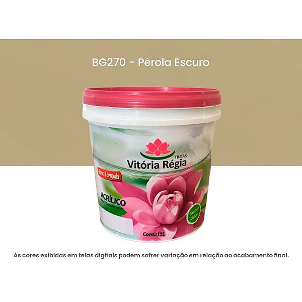 Tinta Acrílica Econômica Fosco 15 L Bg270 Pérola Escuro Vitória Régia