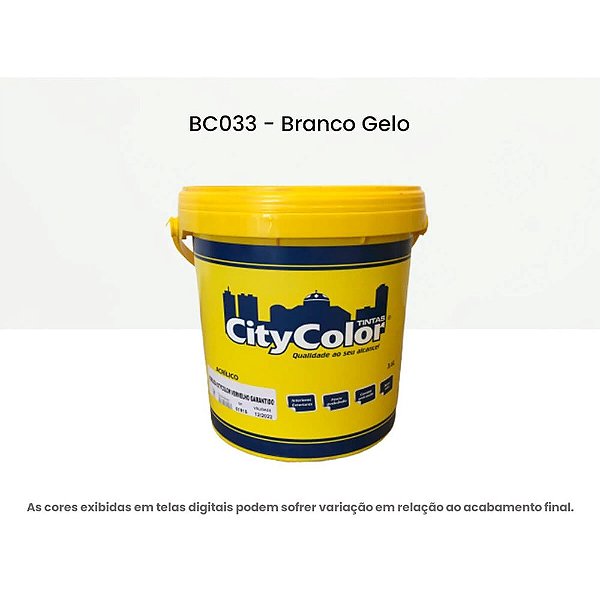 Tinta Acrílica Econômica Fosco 3,6l Bc033 Branco Gelo Citycolor