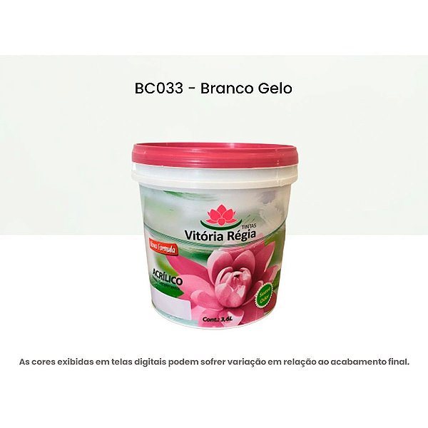 Tinta Acrílica Econômica Fosco 3,6 L Bc033 Branco Gelo Vitória Régia