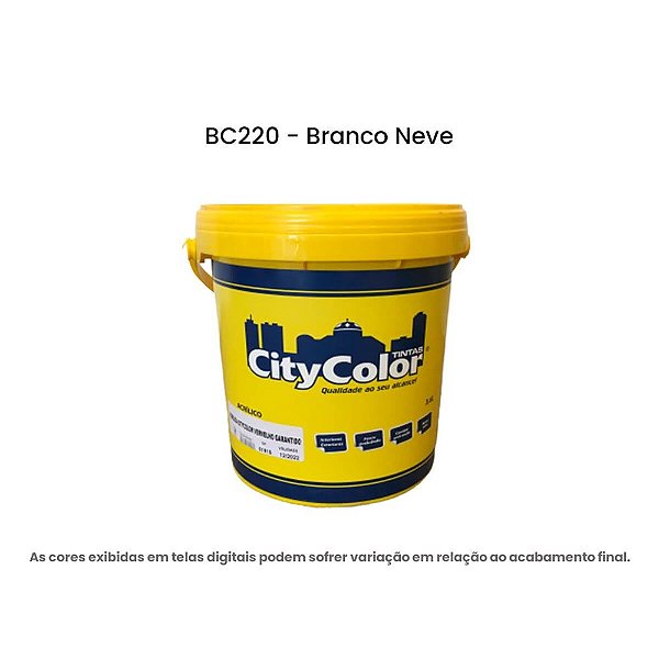 Tinta Acrílica Econômica Fosco 3,6l Bc220 Branco Citycolor