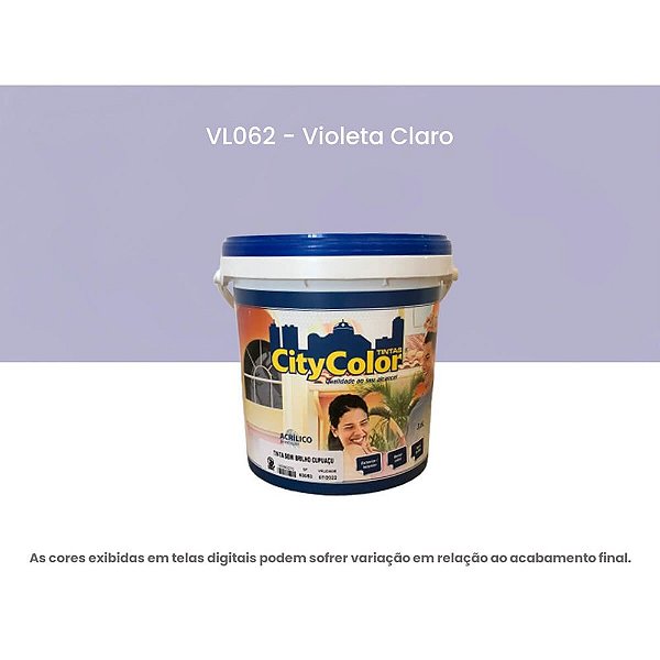 Tinta Acrílica Premium Semibrilho 3,6l Vl062 Violeta Claro Citycolor