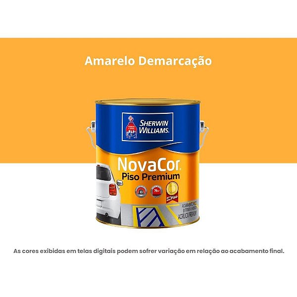 Tinta Acrílica Premium Fosco Novacor Piso 3,6l 38080201 Amarelo Demarcação Sherwin-williams