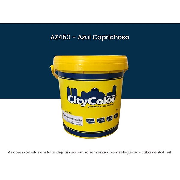 Tinta Acrílica Econômica Fosco 3,6l Az450 Azul Caprichoso Citycolor