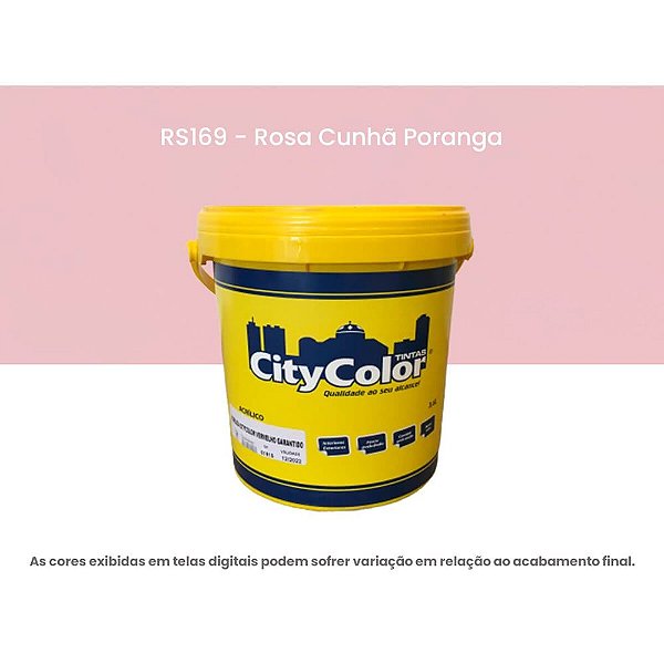 Tinta Acrílica Econômica Fosco 3,6l Rs169 Rosa Cunhã Poranga Citycolor