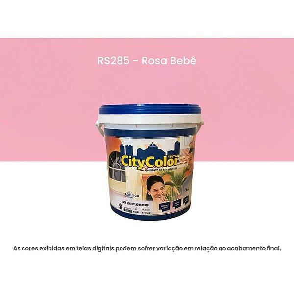 Tinta Acrílica Premium Semibrilho 3,6 L Rs285 Rosa Bebê Citycolor