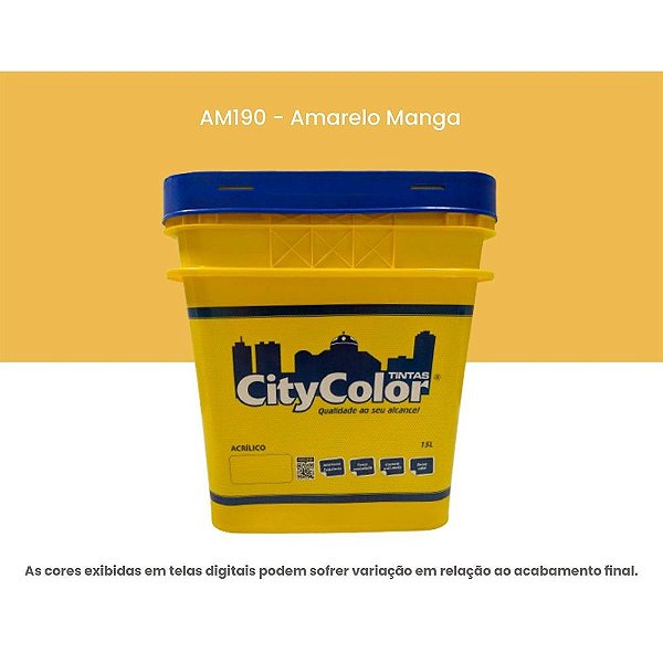 Tinta Acrílica Econômica Fosco 15l Am190 Amarelo Manga Citycolor