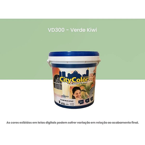 Tinta Acrílica Premium Semibrilho 3,6l Vd300 Verde Kiwi Citycolor