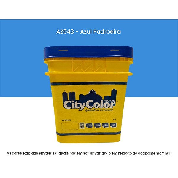 Tinta Acrílica Econômica Fosco 15l Az043 Azul Padroeira Citycolor