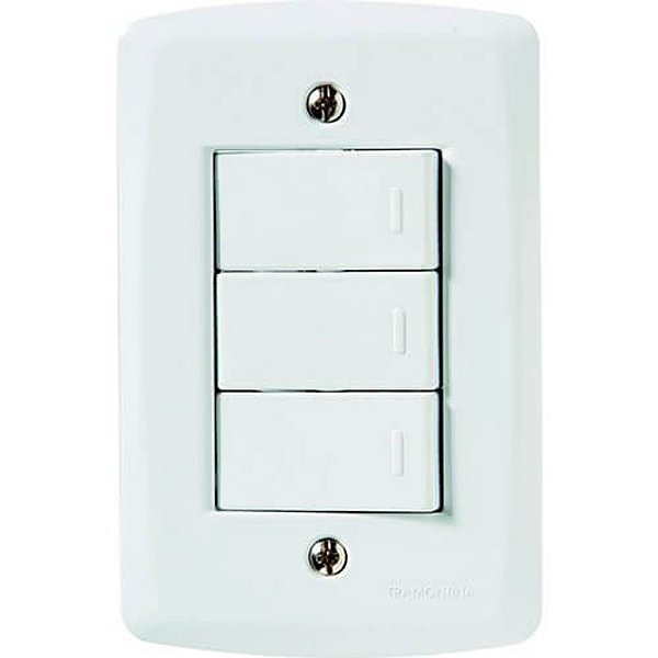 Interruptor Triplo De Embutir 250v 10a Lux2 Branca Tramontina