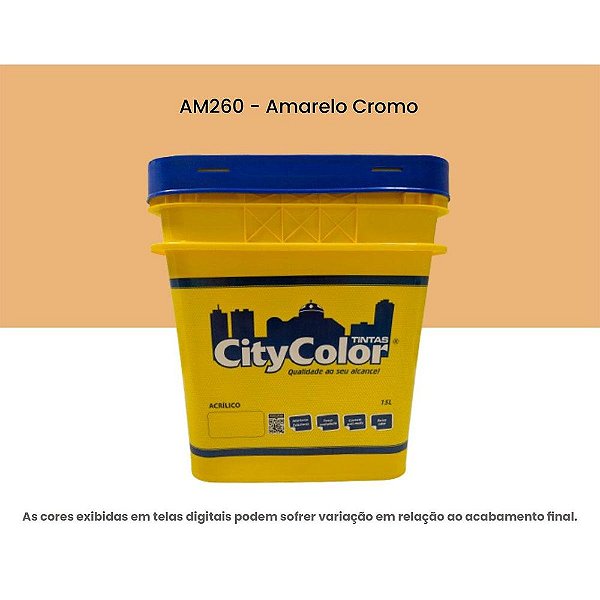 Tinta Acrílica Econômica Fosco 15l Am260 Amarelo Cromo Citycolor