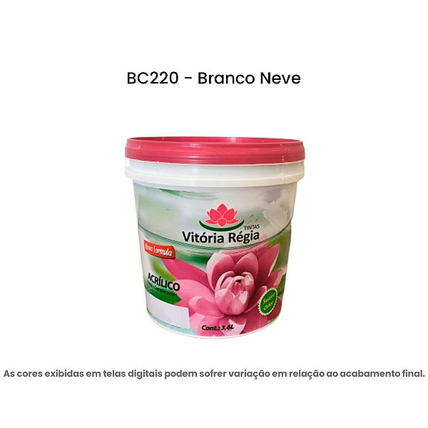 Tinta Acrílica Econômica Fosco 3,6 L Bc220 Branco Vitória Régia