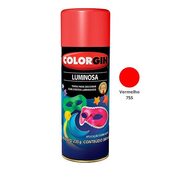 Tinta Spray Luminosa 380ml 755 Vermelho Colorgin