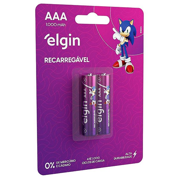 Pilha Recarregável Aaa 1000mah 2 Unidades Elgin
